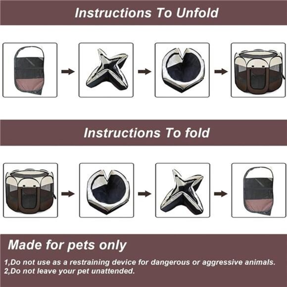 Portable Foldable Pet Dog Cat Playpen& Puppy playpen Pet Tent with Carrying Case - Picture 5 of 7